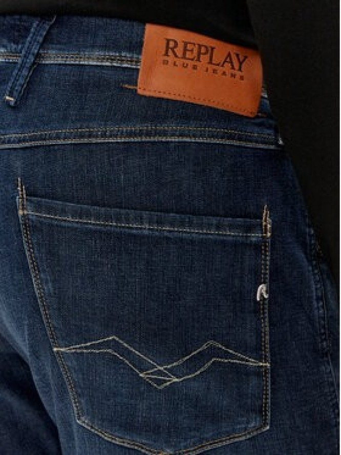 Replay Jeansy M914J.000.785 Granatowy Slim Fit