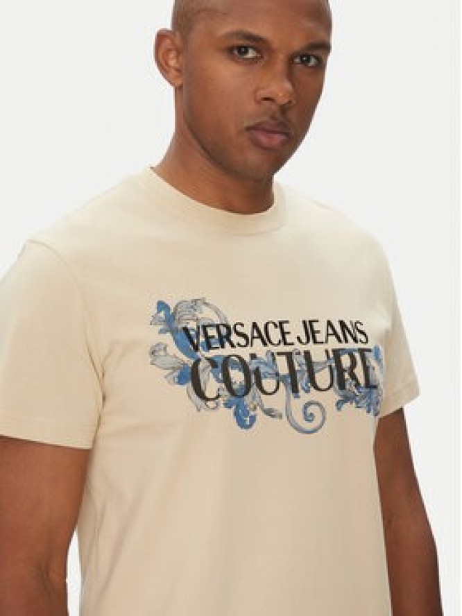 Versace Jeans Couture T-Shirt 78GAHC05 Beżowy Regular Fit