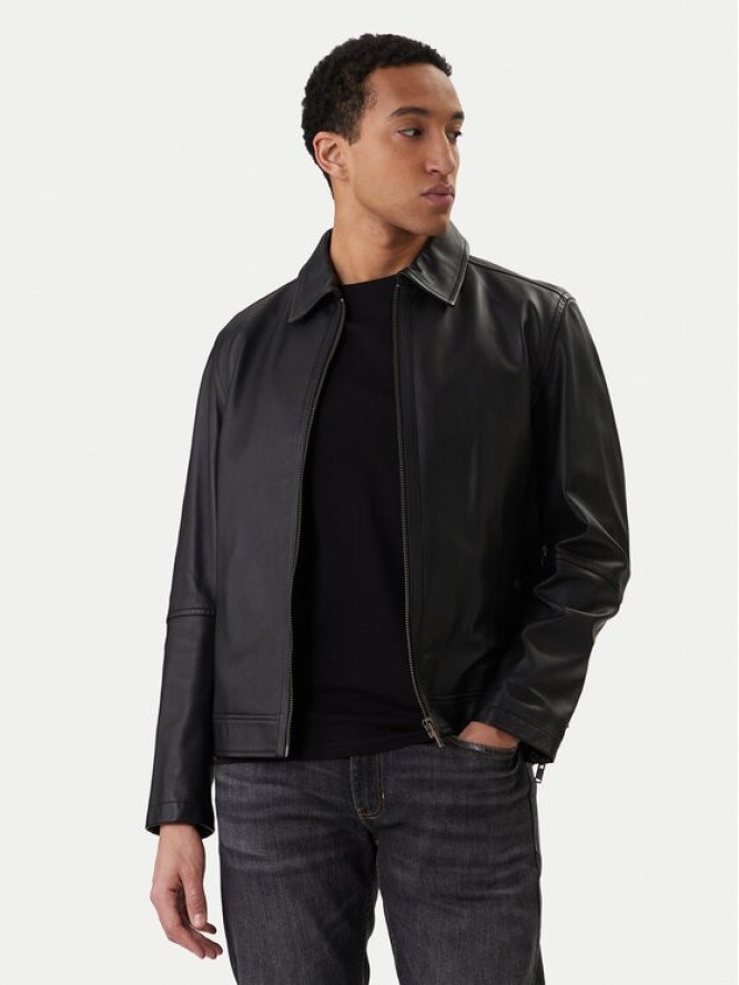 BOSS Kurtka skórzana Jogear 50552141 Czarny Regular Fit