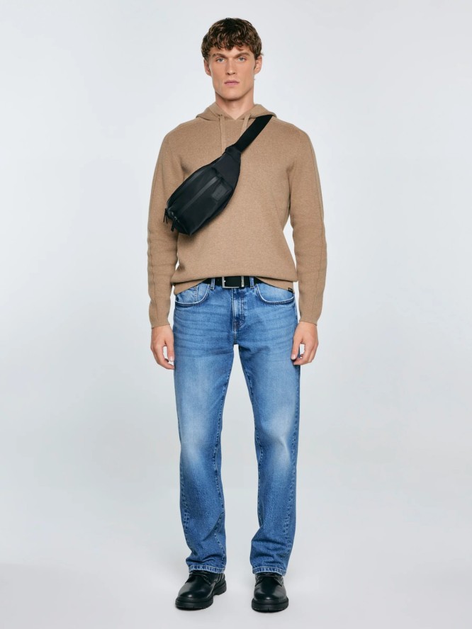 Saszetka męska typu nerka czarna Tizanor 906