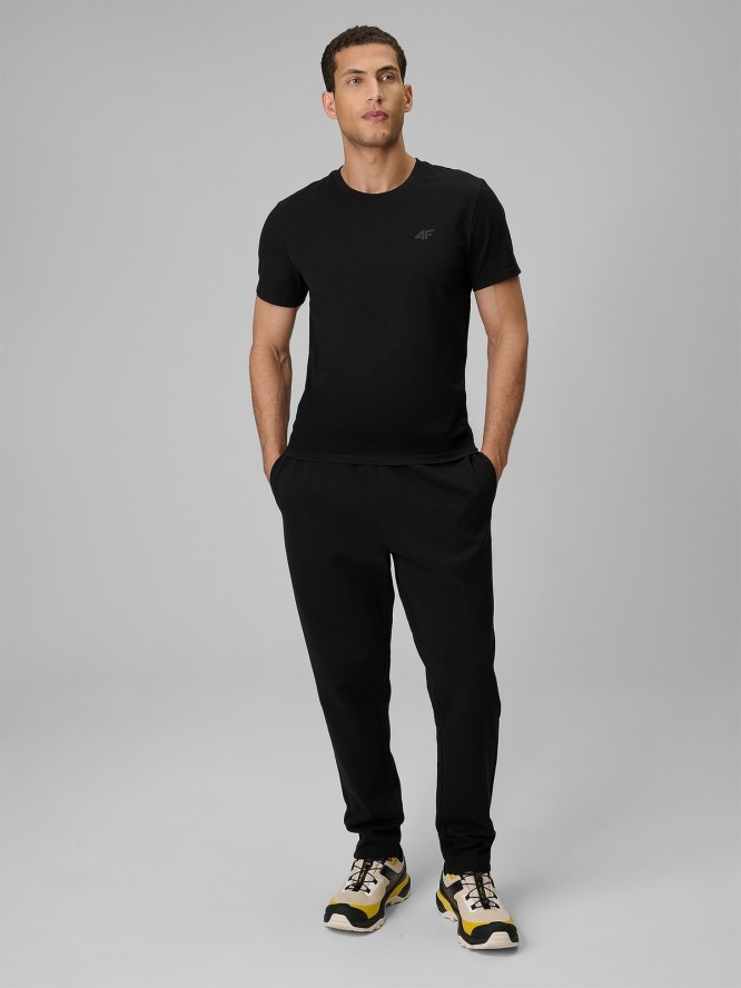 4F T-shirt slim gładki męski - czarny M