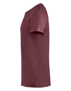 clique Basic-T Junior T-shirt z prążkowanym wykończeniem z bawełny – burgundy