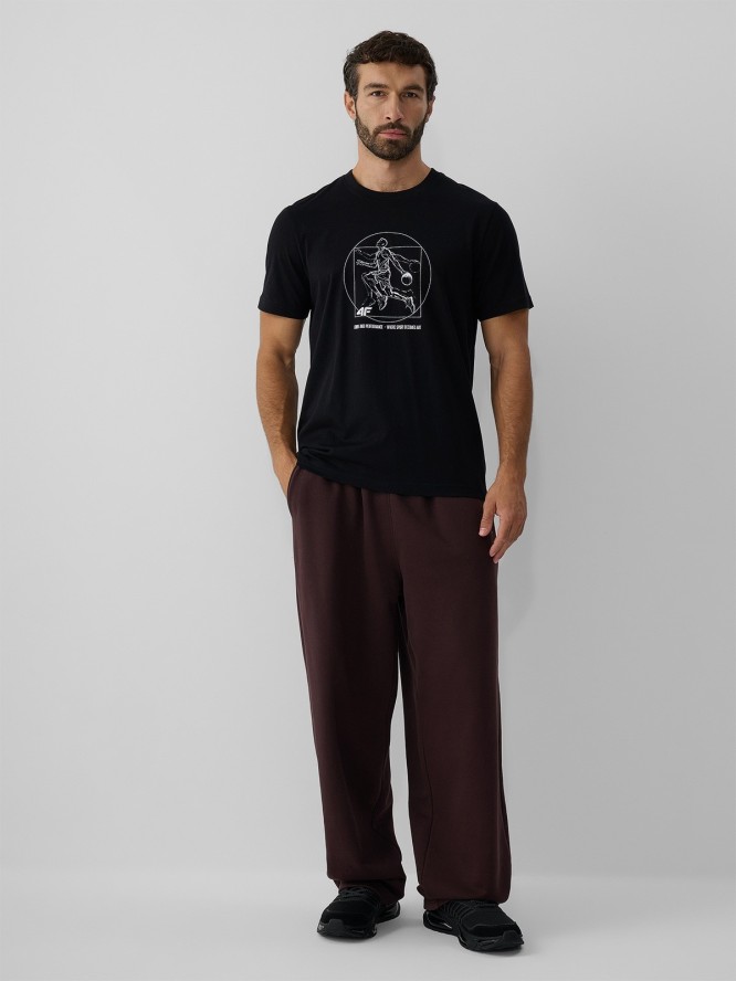 4F T-shirt regular z nadrukiem męski - czarny L