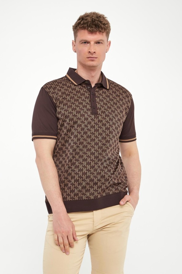 Polo męskie z nadrukiem logo KARL LAGERFELD
