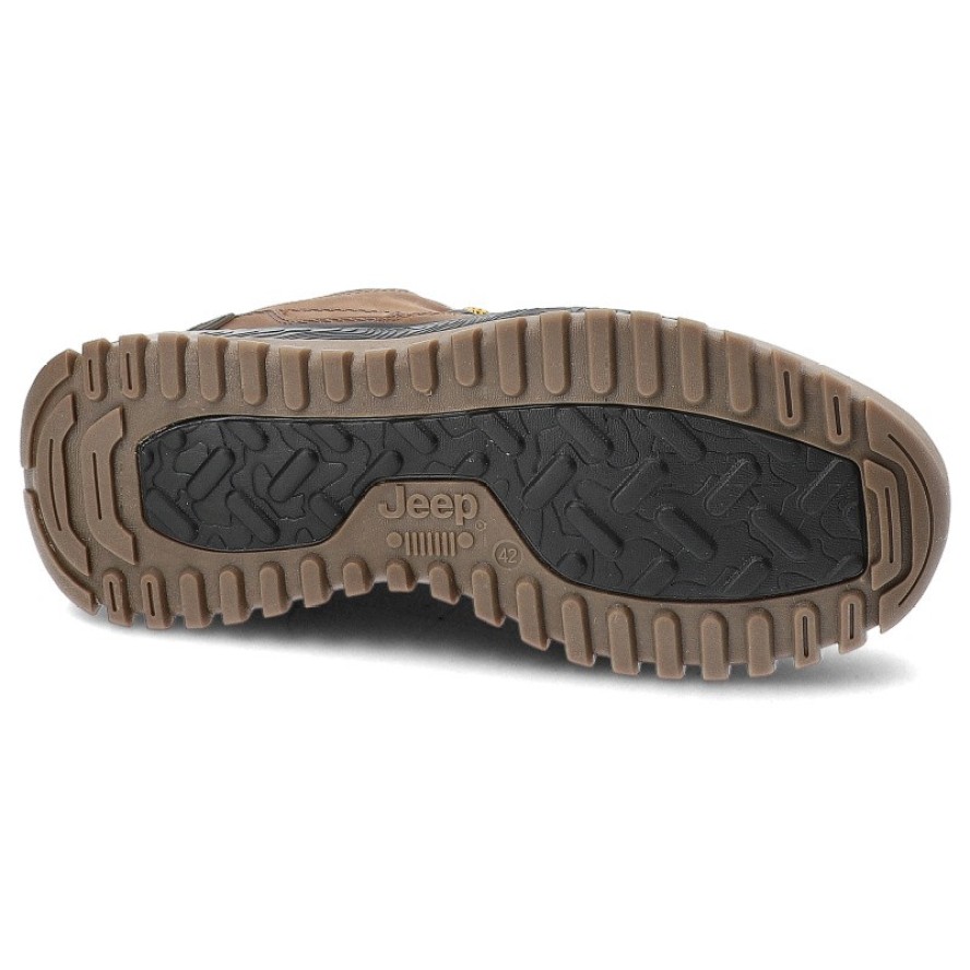 Brązowe Botki Jeep Skórzane Obuwie Męskie