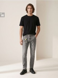 Jeansy slim fit z efektem sprania - szary
