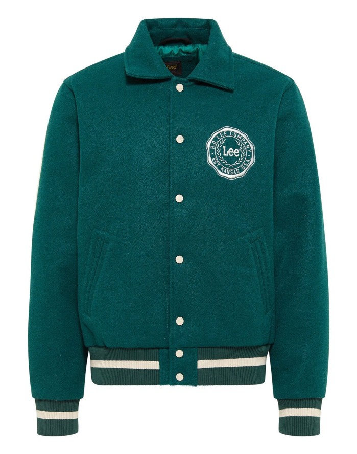 LEE VARSITY JACKET MĘSKA KURTKA PRZEJŚCIOWA LOGO NADRUK ESMERALDA L87TDB96 112321558