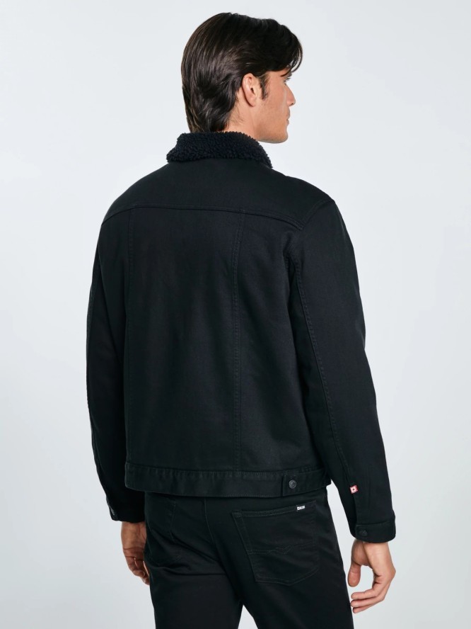 Kurtka męska jeansowa z futerkiem czarna Denver 915