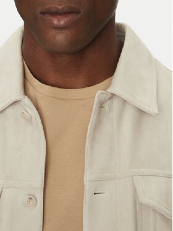 BOSS Kurtka skórzana 50538002 Biały Regular Fit