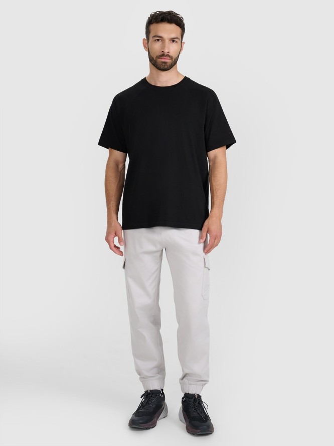 4F T-shirt oversize gładki męski - czarny XXL