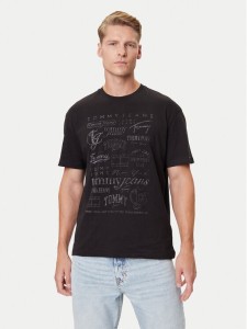Tommy Jeans T-Shirt Archive Logos DM0DM21584 Czarny Relaxed Fit