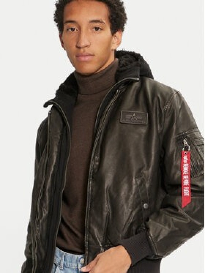 Alpha Industries Kurtka z imitacji skóry 123106 Czarny Regular Fit