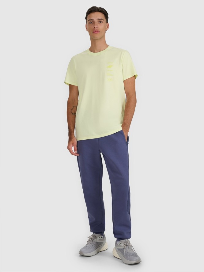 4F T-shirt regular z nadrukiem męski - żółty XXL