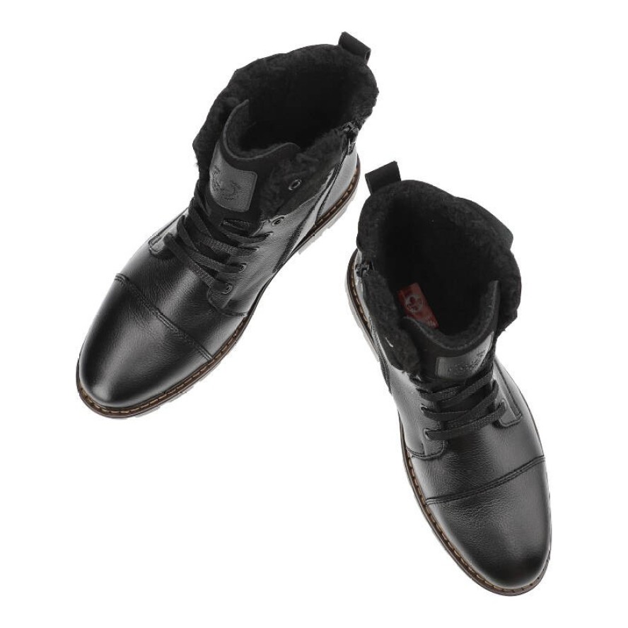 Czarne Trzewiki Rieker Ocieplane Buty Męskie