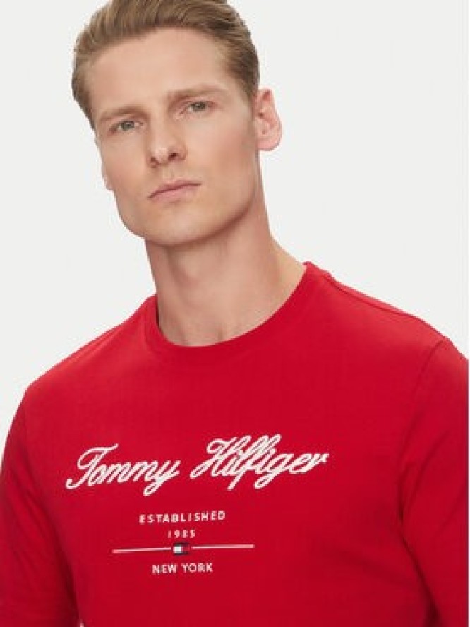 Tommy Hilfiger T-Shirt Script Logo MW0MW33691 Czerwony Regular Fit