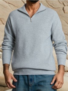 Prążkowany sweter - szary