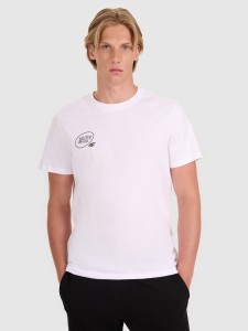 4F T-shirt regular z nadrukiem męski - biały XXL