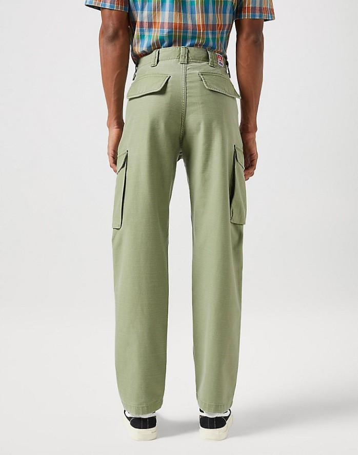 WRANGLER MESKIE SPODNIE MATERIAŁOWE BOJÓWKI CASEY JONES CARGO OLIVE 112350893 W1C2017995