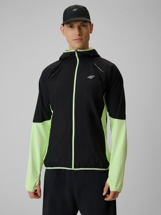 4F Bluza do biegania regular z kapturem męska - żółta XL