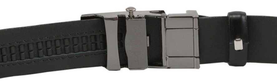 Pasek Czarny do Spodni 100 cm, Automatyczna Klamra, Skórzany, Elegancki -VICTORIO