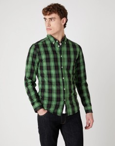 MĘSKA KOSZULA WRANGLER LS 1 PKT BUTTON DOWN ARTICHOKE GREEN W5F34MG14 112130123