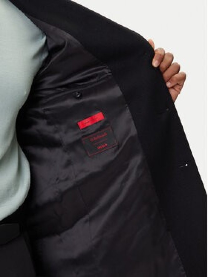 HUGO Płaszcz wełniany Migor2541 50546528 Czarny Slim Fit