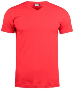 clique Basic-T V-neck T-shirt z bawełny – red