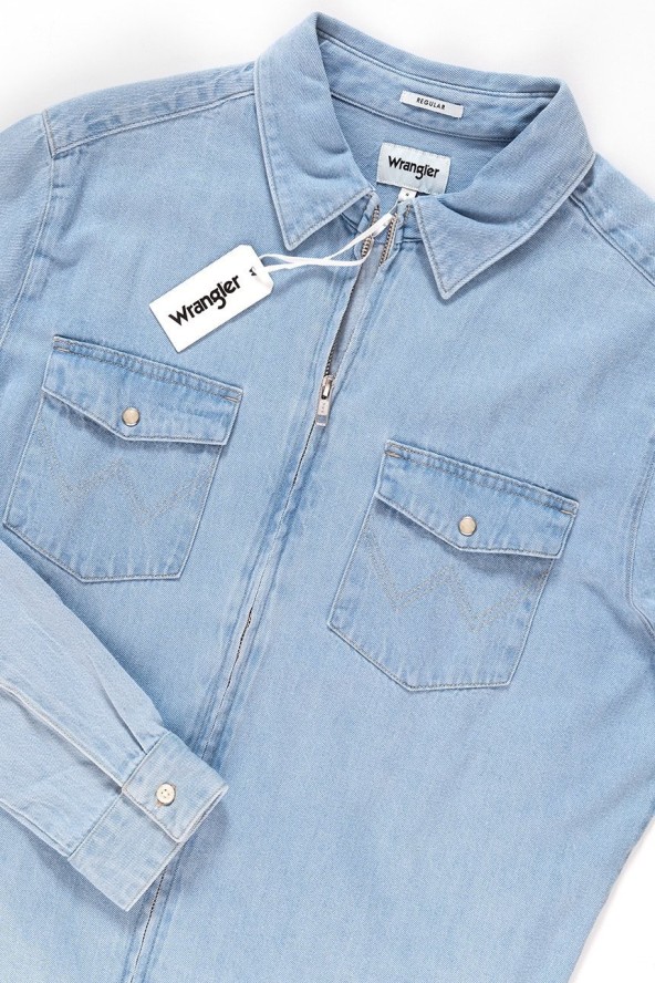 KOSZULA JEANSOWA MĘSKA WRANGLER SHACKET LIGHT INDIGO W5A031D4E 112129921