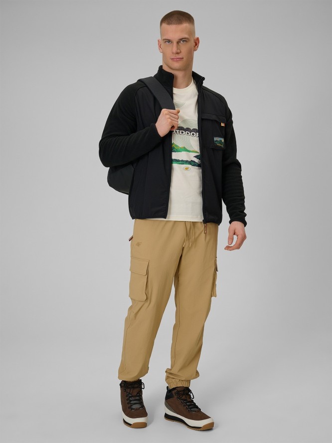 4F T-shirt regular z nadrukiem męski - biały M