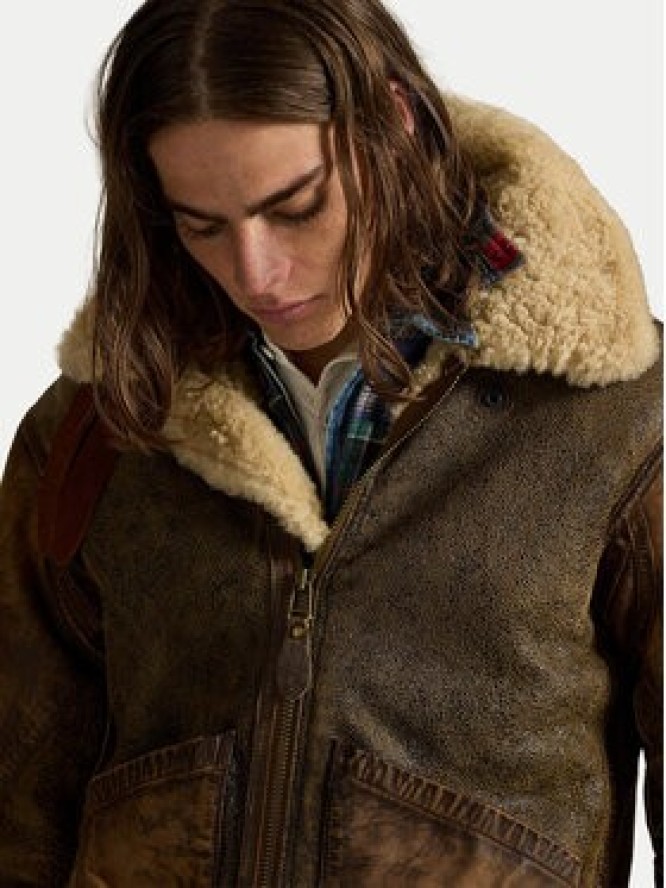 Polo Ralph Lauren Kurtka skórzana 710939176001 Brązowy Regular Fit