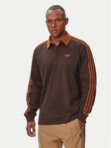 adidas Bluza 3-Stripes Rugby Longsleeve Polo KE4112 Brązowy Regular Fit
