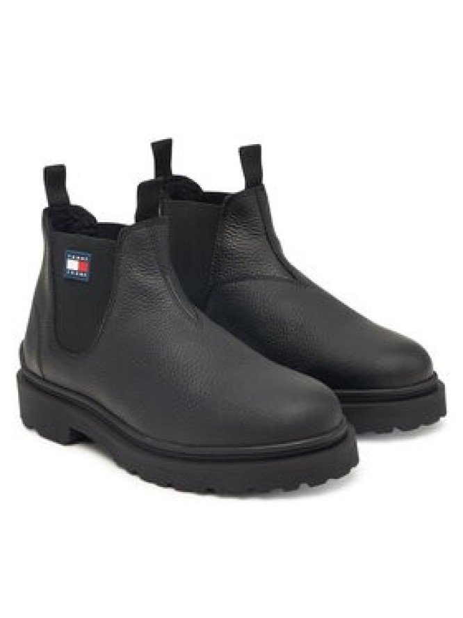 Tommy Jeans Sztyblety Tjm Chelsea Leather Wl EM0EM01670 Czarny