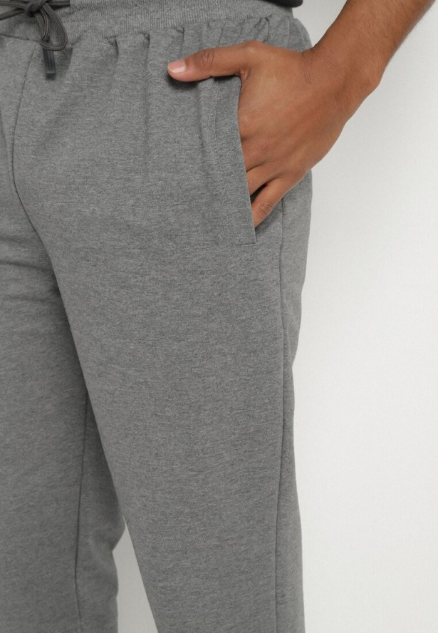 Ciemnoszare Spodnie Dresowe z Gumką i Sznurkiem w Pasie Palaretia