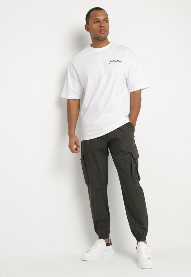 Ciemnozielone Spodnie Cargo z Odpinanym Łańcuchem Efandrel