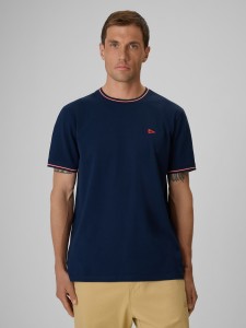 4F T-shirt regular gładki męski - granatowy L
