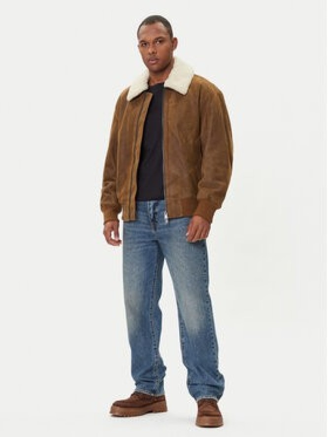 BOSS Kurtka skórzana Jonier 50547567 Beżowy Relaxed Fit