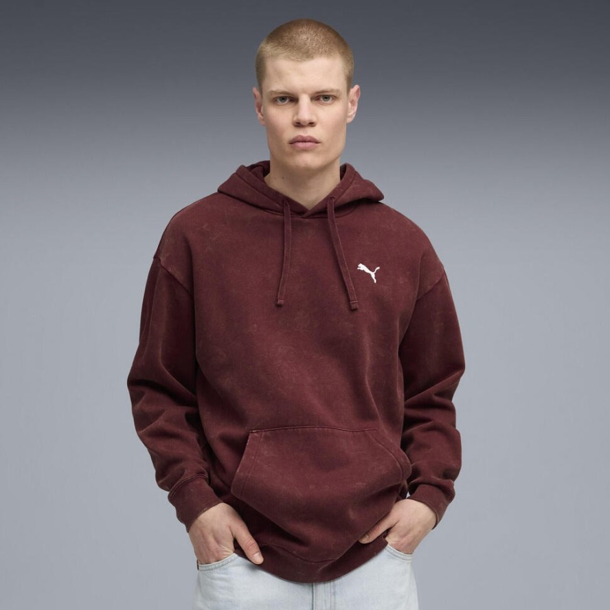 Męska bluza z kapturem Essentials Elevated o luźnym kroju z efektem sprania PUMA