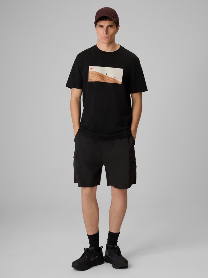 4F T-shirt relaxed z nadrukiem męski - czarny XL