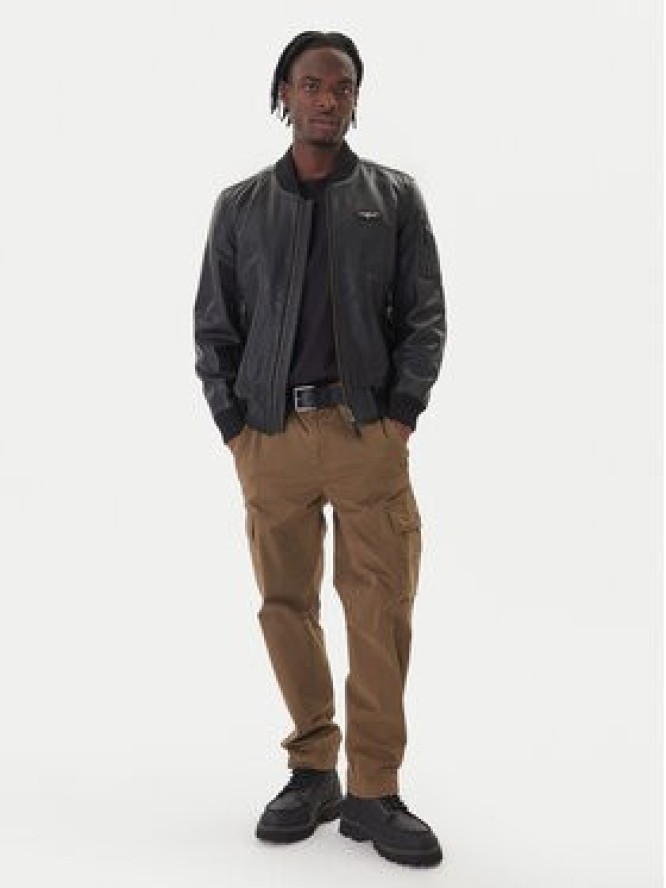 Aeronautica Militare Kurtka skórzana 252PN0958UPL00305 Czarny Regular Fit