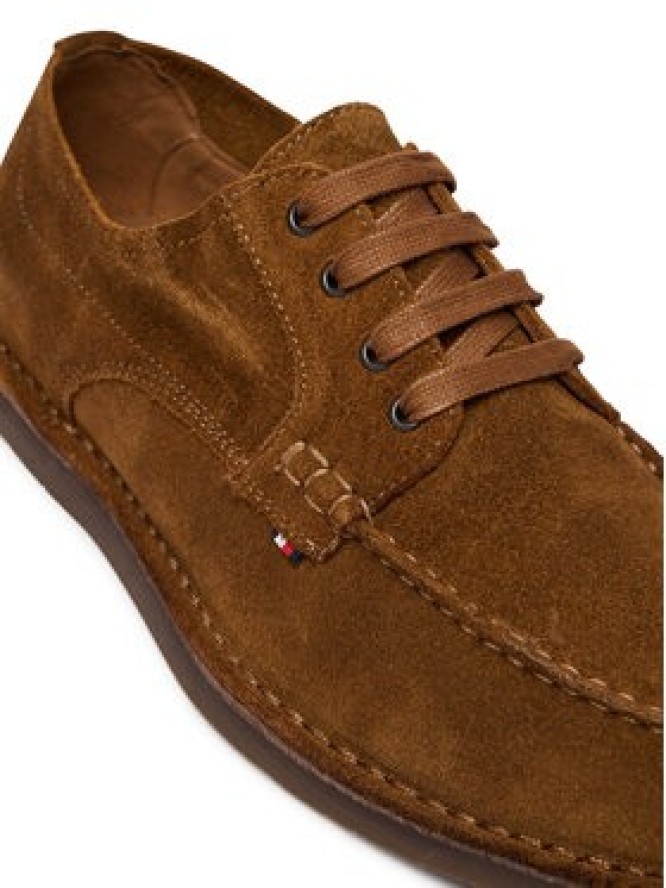 Tommy Hilfiger Półbuty Stitchdown Suede Derby FM0FM05841 Brązowy