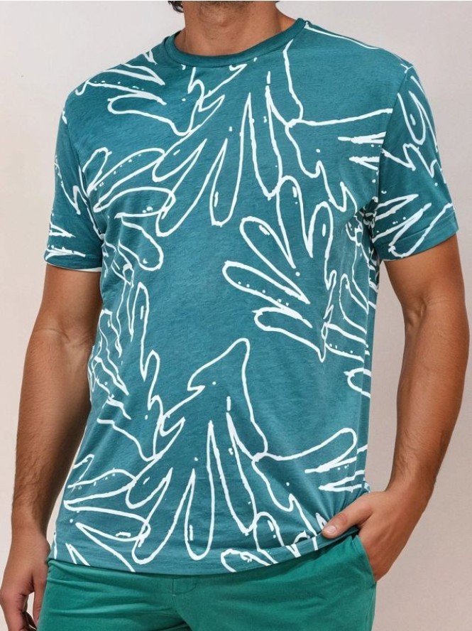 Koszulka z ozdobnym nadrukiem - green spruce