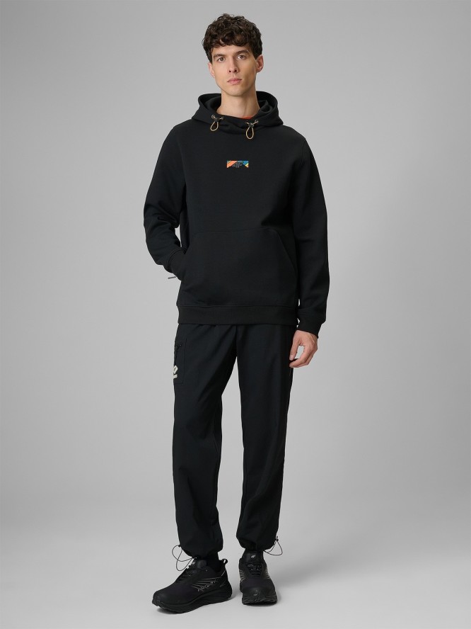 4F Bluza dresowa regular z kapturem męska - czarna XL