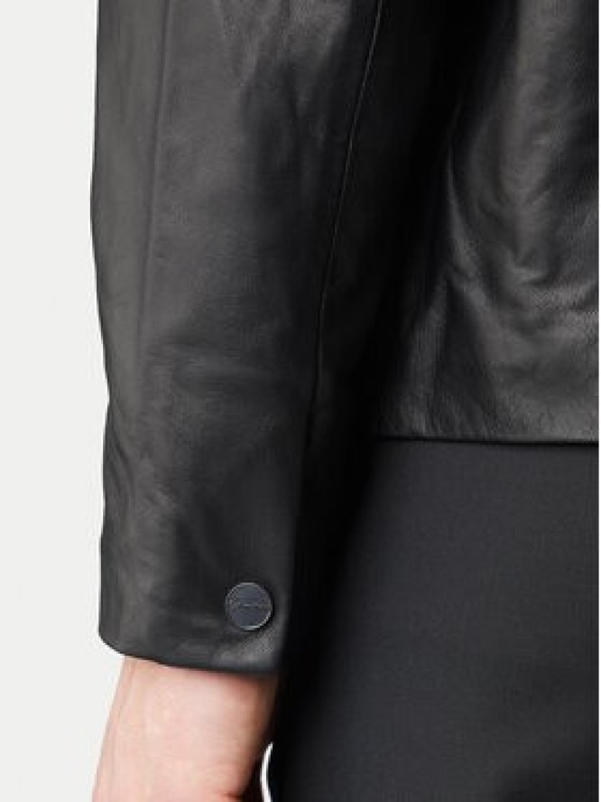Calvin Klein Kurtka skórzana LV04LF423G Czarny Regular Fit