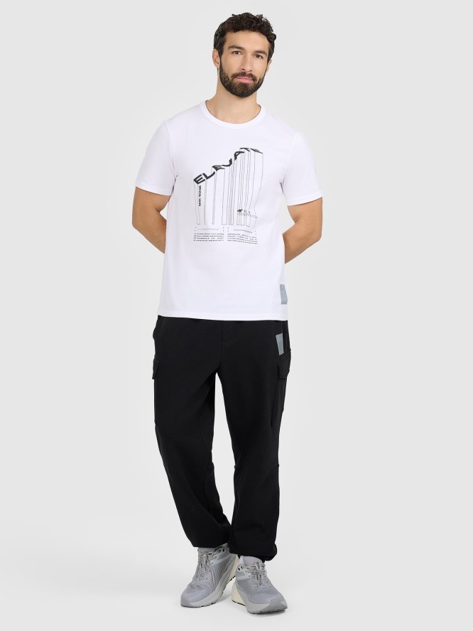 4F T-shirt regular z nadrukiem męski - biały L