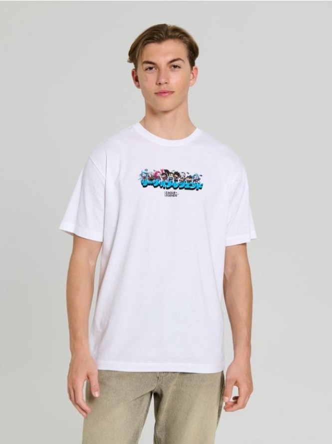 Koszulka z nadrukiem na plecach League of Legends - biały