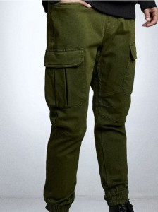 Jeansy regular jogger cargo - zielony