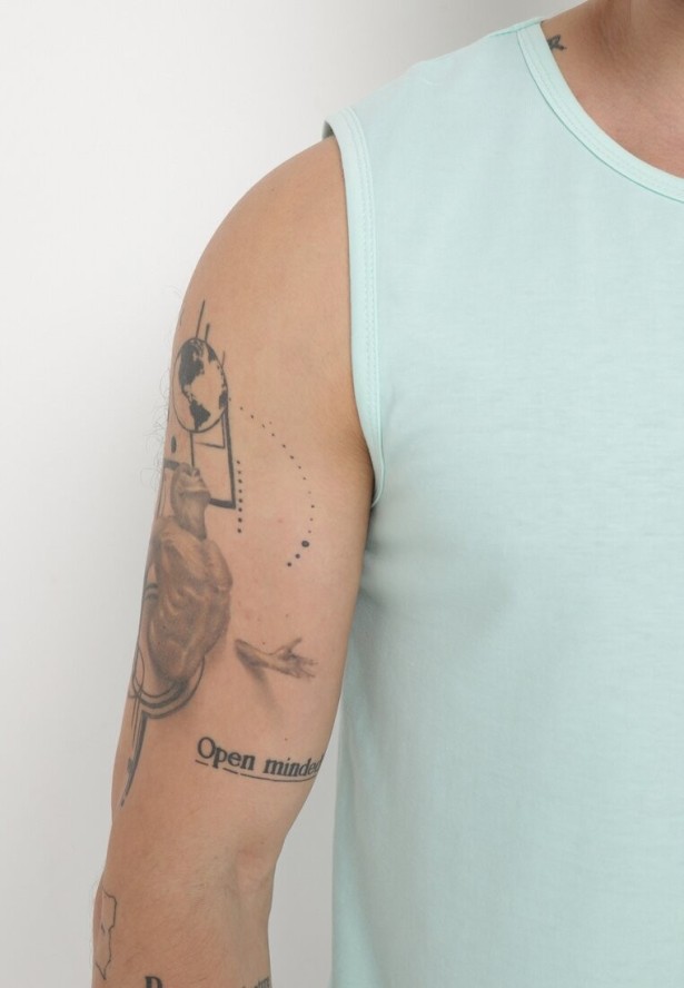 Miętowa Klasyczna Koszulka Tank Top Bez Rękawów Lakeana