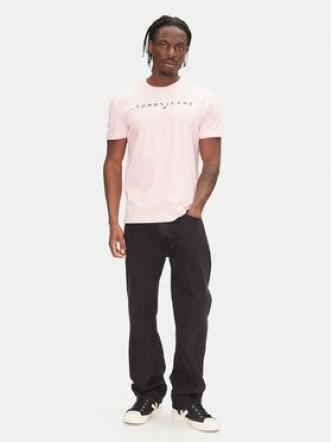 Tommy Jeans T-Shirt Linear Logo DM0DM20744 Różowy Regular Fit