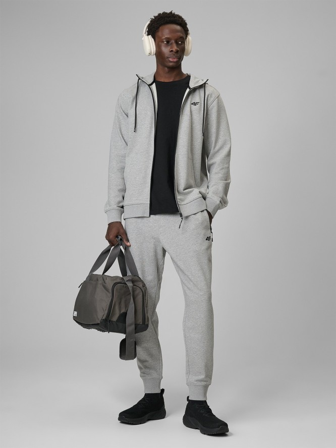 4F Bluza dresowa regular z kapturem męska - szara XXL