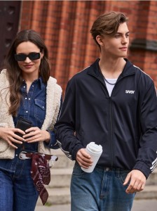 Rozpinana bluza z napisem - czarny